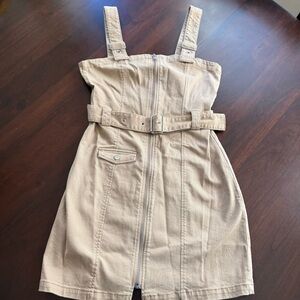 H&M Tan Cargo Dress Front Zip Up Womens size 6 NWT